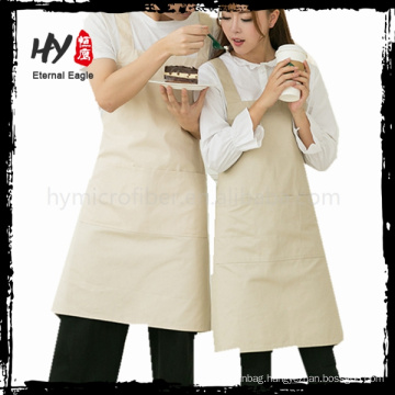 Good quality hot sale newest fashion canvas apron unisex two pockets kitchen solid apron